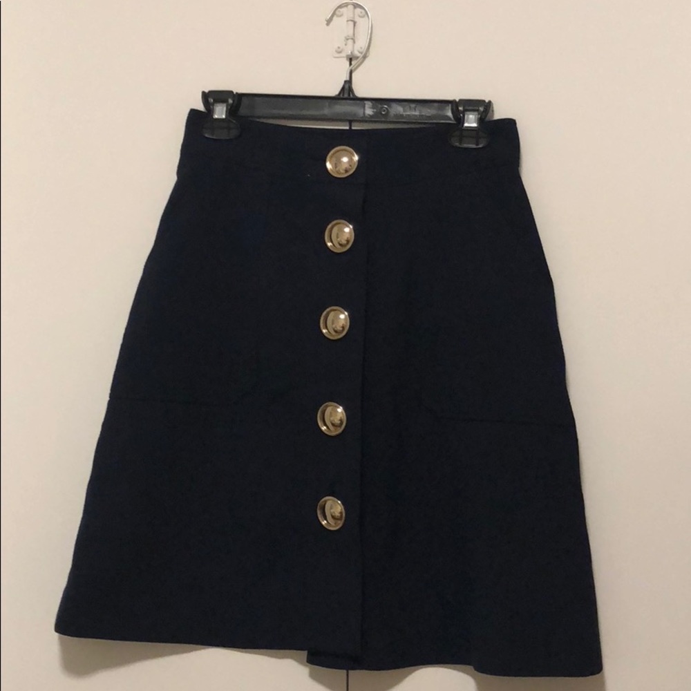 Burberry Navy blue front button skirt
